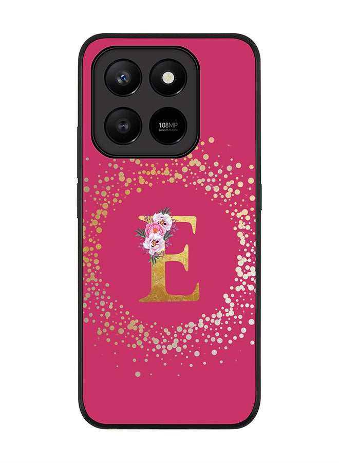 For Honor X7d 4G / X7d 5G / 400 Smart Case,Slim fit Camera Protection, Shockproof Thin Phone cover  - Custom Monogram Floral - E ( Deep Pink )